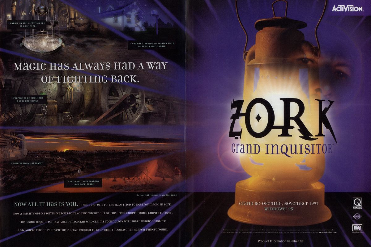 Zork: Grand Inquisitor Magazine Advertisement (Magazine Advertisements): PC Gamer (USA), Issue 11/1997