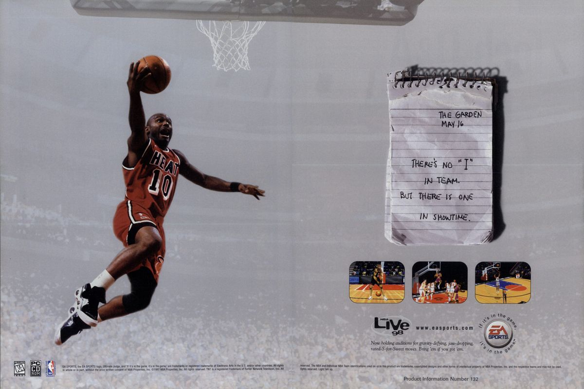 NBA Live 98 Magazine Advertisement (Magazine Advertisements): PC Gamer (USA), Issue 11/1997