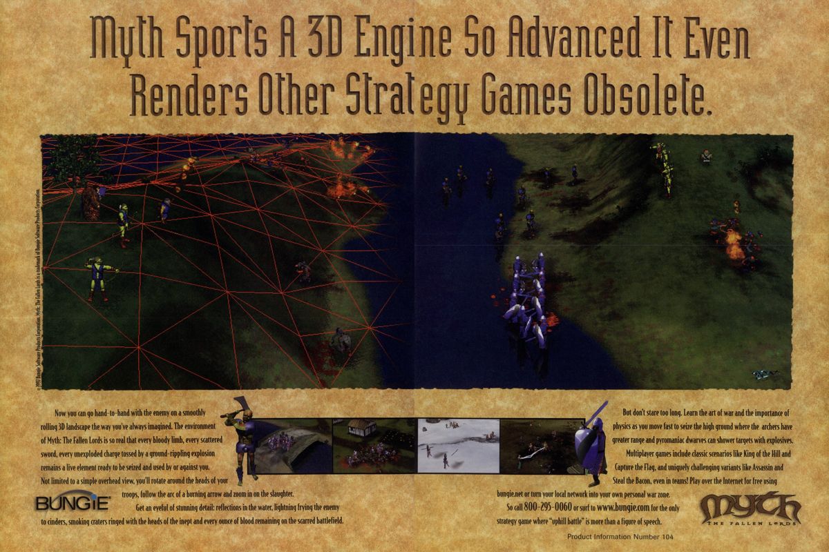 Myth: The Fallen Lords Magazine Advertisement (Magazine Advertisements): PC Gamer (USA), Issue 11/1997