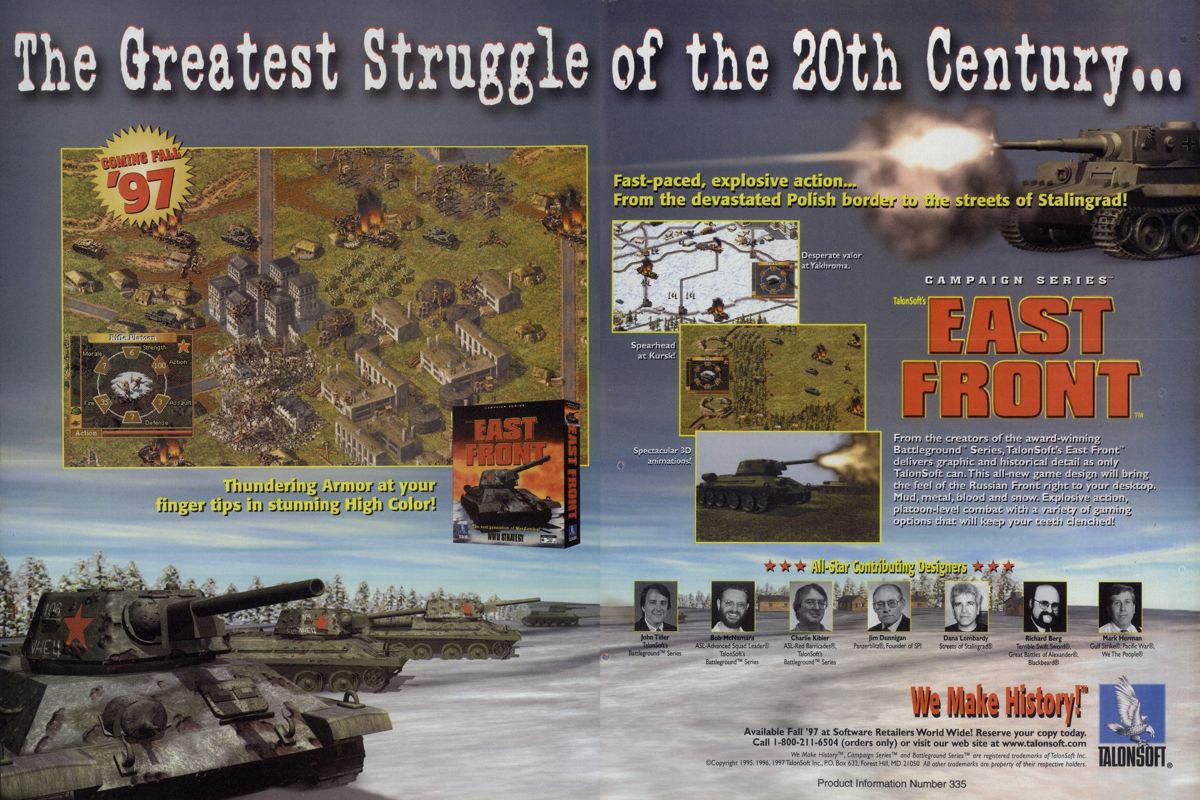 TalonSoft's East Front Magazine Advertisement (Magazine Advertisements): PC Gamer (USA), Issue 11/1997