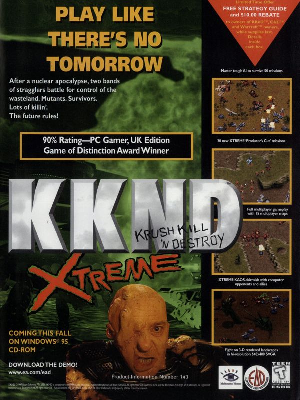 KKND: Krush Kill 'N Destroy Magazine Advertisement (Magazine Advertisements): PC Gamer (USA), Issue 11/1997