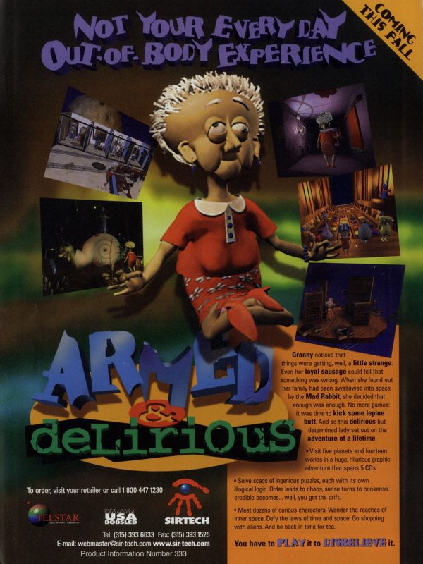 Armed & Delirious Magazine Advertisement (Magazine Advertisements): PC Gamer (USA), Issue 11/1997