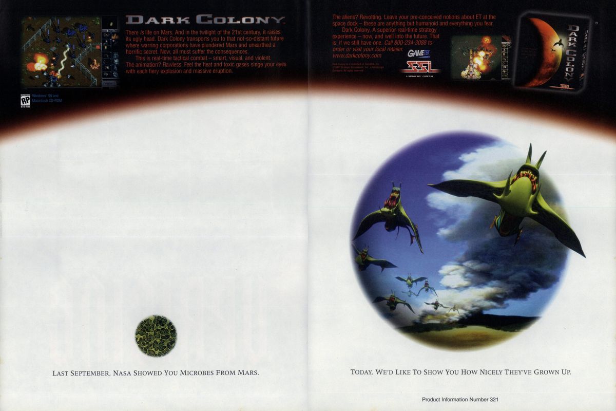 Dark Colony Magazine Advertisement (Magazine Advertisements): PC Gamer (USA), Issue 11/1997