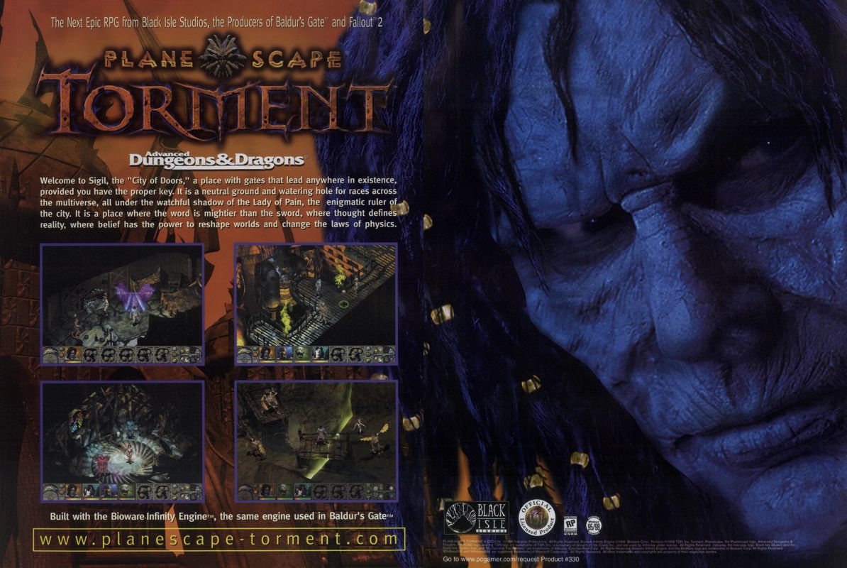 Planescape: Torment Magazine Advertisement (Magazine Advertisements): PC Gamer (USA), Issue 12/1999