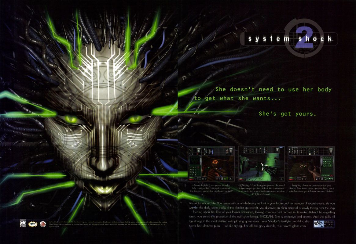 System Shock 2 Magazine Advertisement (Magazine Advertisements): PC Gamer (USA), Issue 7/1999