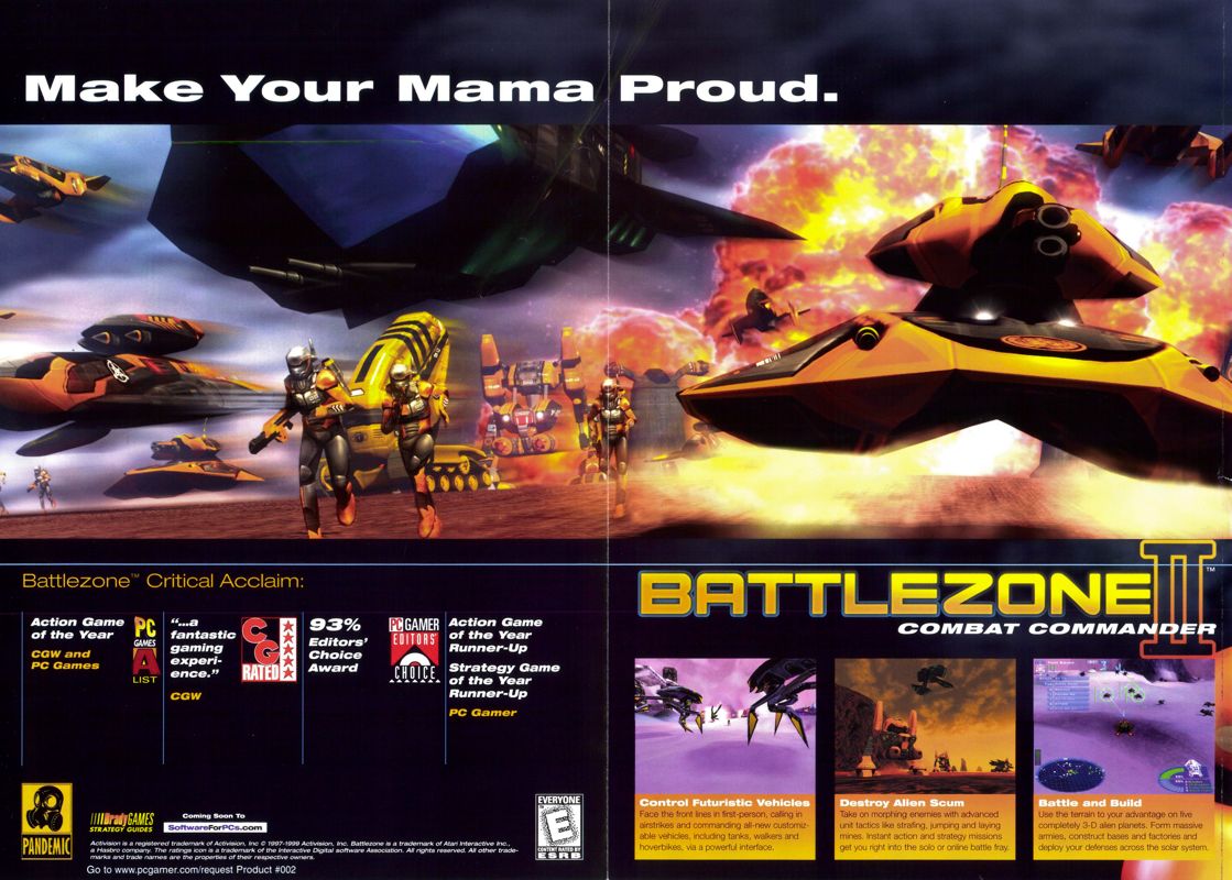 Battlezone II: Combat Commander Magazine Advertisement (Magazine Advertisements): PC Gamer (USA), Issue 10/1999