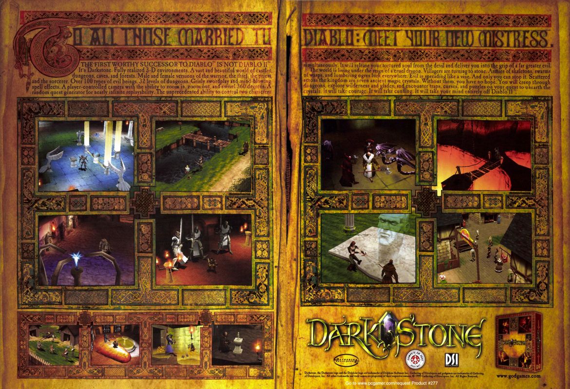 Darkstone Magazine Advertisement (Magazine Advertisements): PC Gamer (USA), Issue 10/1999