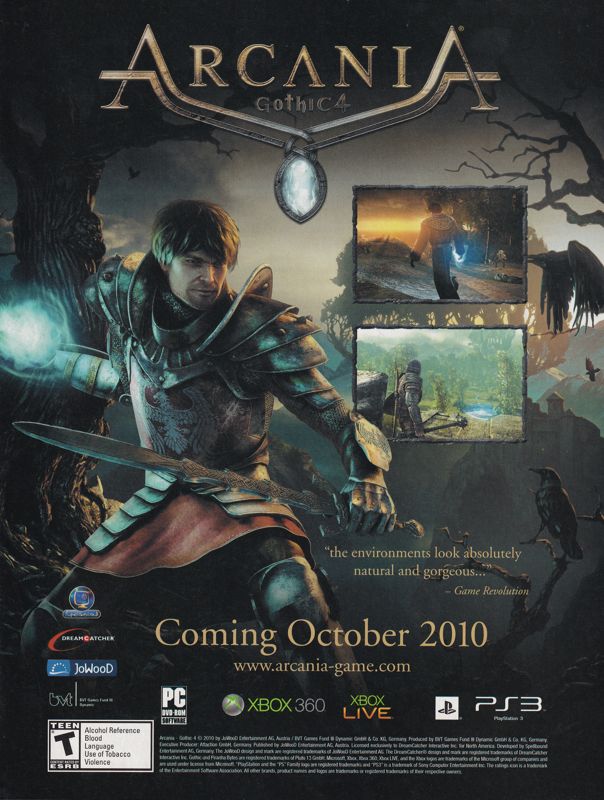ArcaniA: Gothic 4 Magazine Advertisement (Magazine Advertisements): PC Gamer (USA), Issue 12/2010