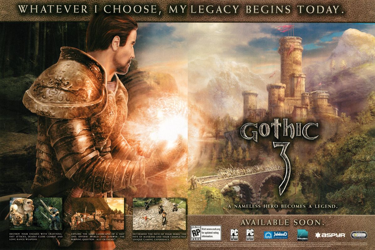 Gothic 3 Magazine Advertisement (Magazine Advertisements): PC Gamer (USA), Issue 12/2006