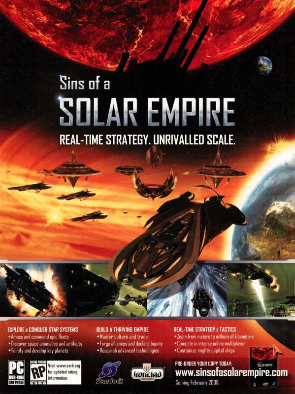 Sins of a Solar Empire Magazine Advertisement (Magazine Advertisements): PC Gamer (USA), Issue 12/2007