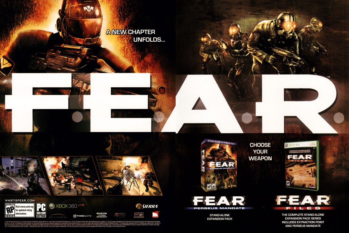 F.E.A.R.: Perseus Mandate Magazine Advertisement (Magazine Advertisements): PC Gamer (USA), Issue 12/2007
