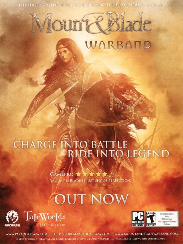 Mount & Blade: Warband Magazine Advertisement (Magazine Advertisements): PC Gamer (USA), Issue 6/2010