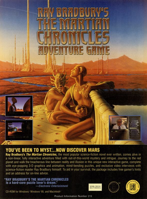 Ray Bradbury's The Martian Chronicles Adventure Game Magazine Advertisement (Magazine Advertisements): PC Gamer (USA), Issue 12/1995