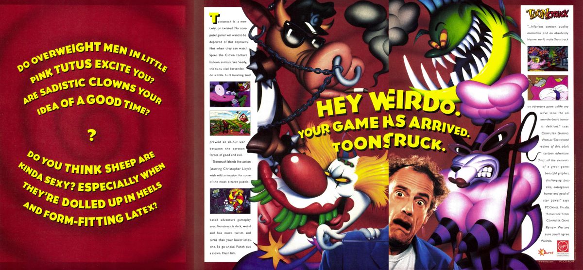 Toonstruck Magazine Advertisement (Magazine Advertisements): PC Gamer (USA), Issue 11/1996