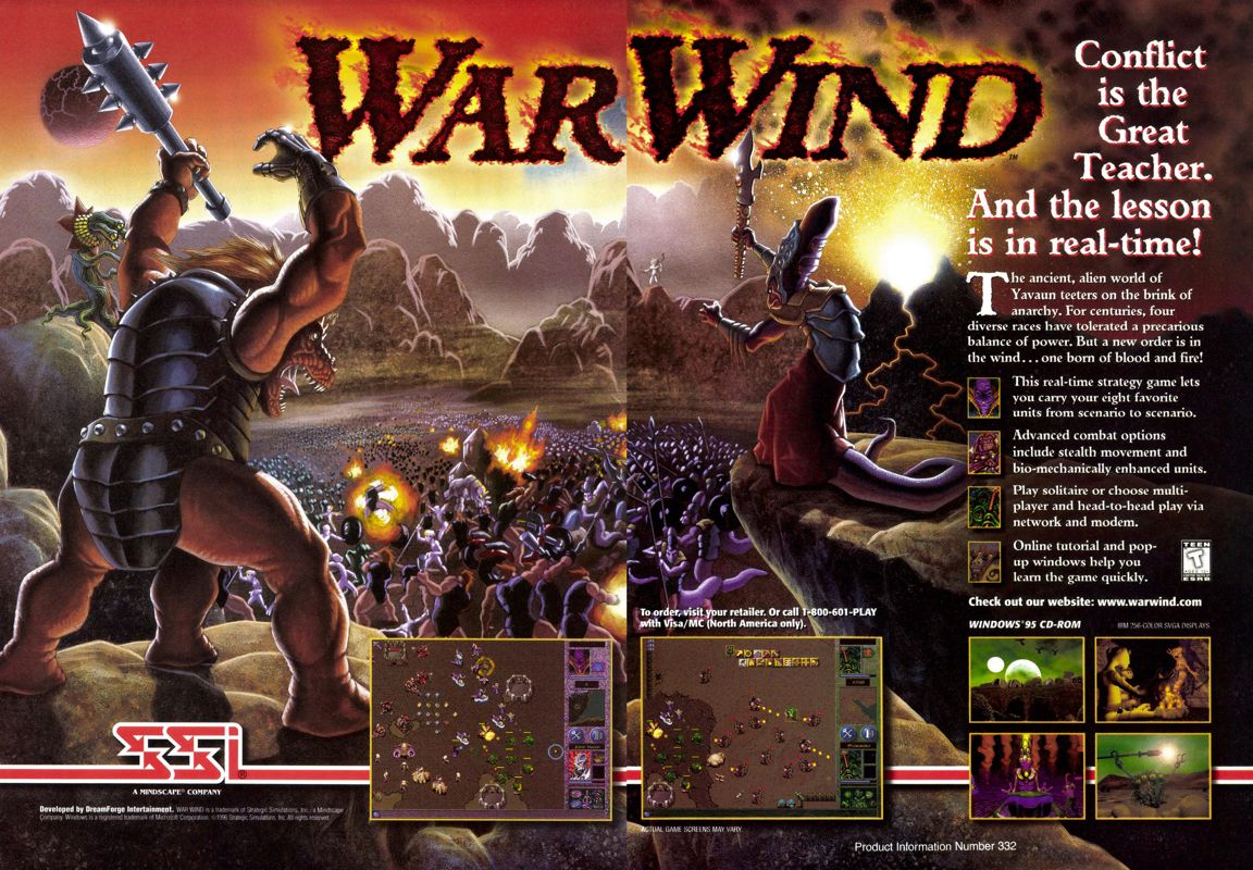 War Wind Magazine Advertisement (Magazine Advertisements): PC Gamer (USA), Issue 11/1996