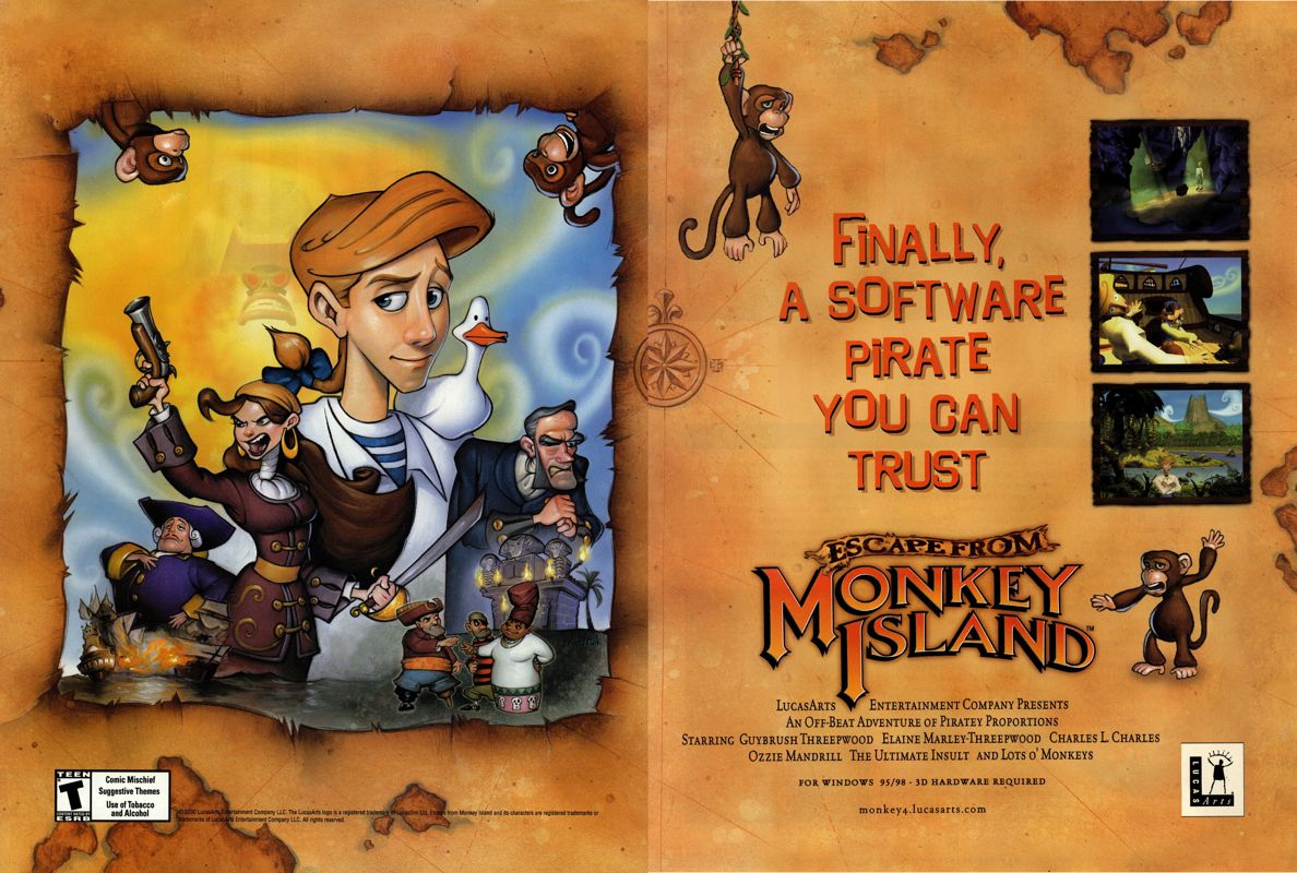 Escape from Monkey Island Magazine Advertisement (Magazine Advertisements): PC Gamer (USA), Issue 12/2000