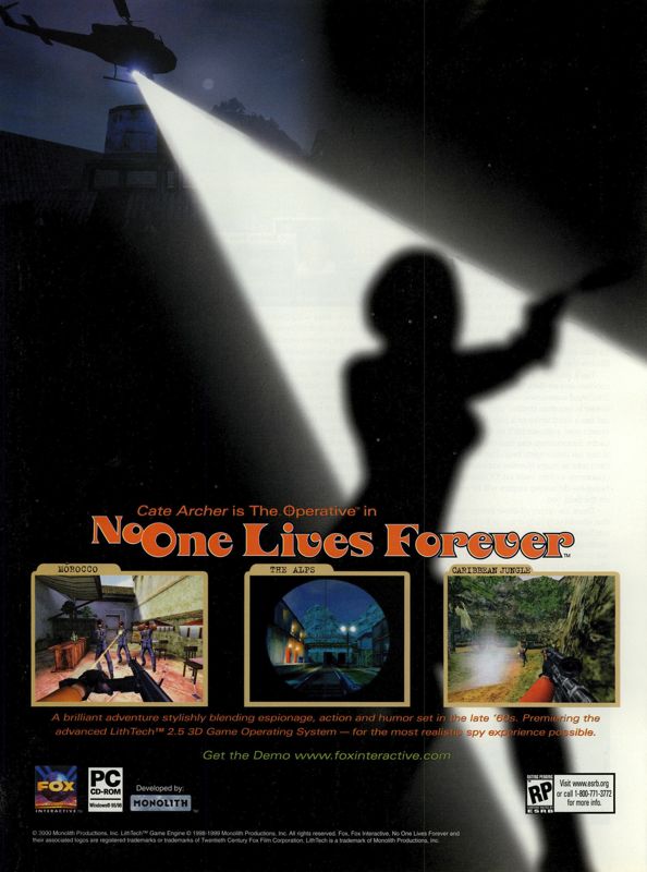 The Operative: No One Lives Forever Magazine Advertisement (Magazine Advertisements): PC Gamer (USA), Issue 12/2000