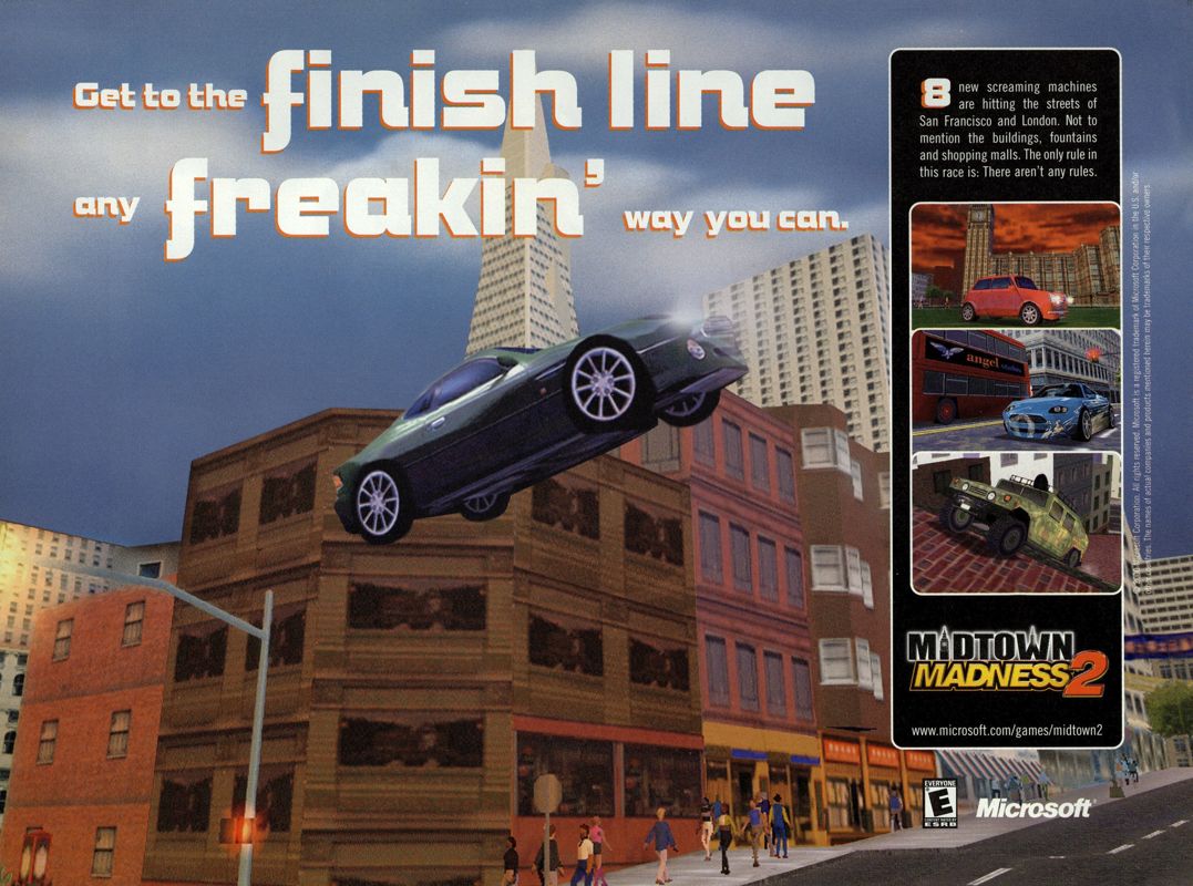 Midtown Madness 2 Magazine Advertisement (Magazine Advertisements): PC Gamer (USA), Issue 12/2000