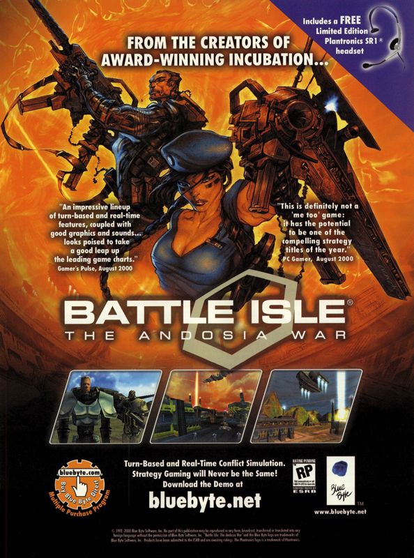 Battle Isle: The Andosia War Magazine Advertisement (Magazine Advertisements): PC Gamer (USA), Issue 12/2000