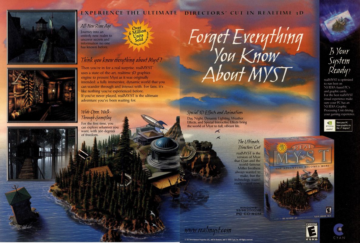 Real Myst Magazine Advertisement (Magazine Advertisements): PC Gamer (USA), Issue 12/2000
