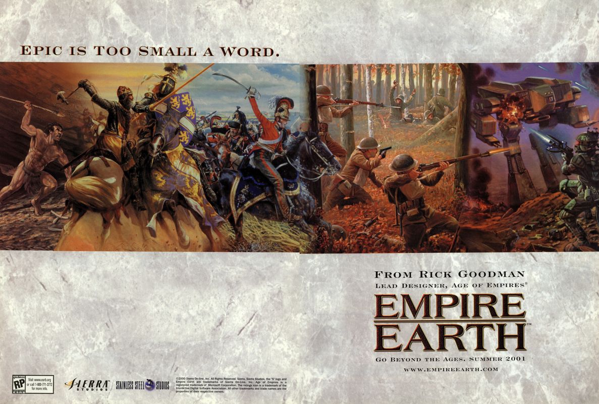 Empire Earth Magazine Advertisement (Magazine Advertisements): PC Gamer (USA), Issue 12/2000