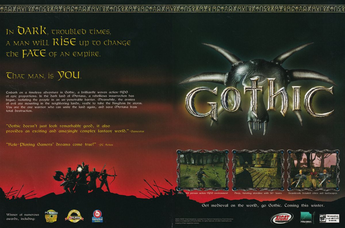 Gothic Magazine Advertisement (Magazine Advertisements): PC Gamer (USA), Issue 12/2001