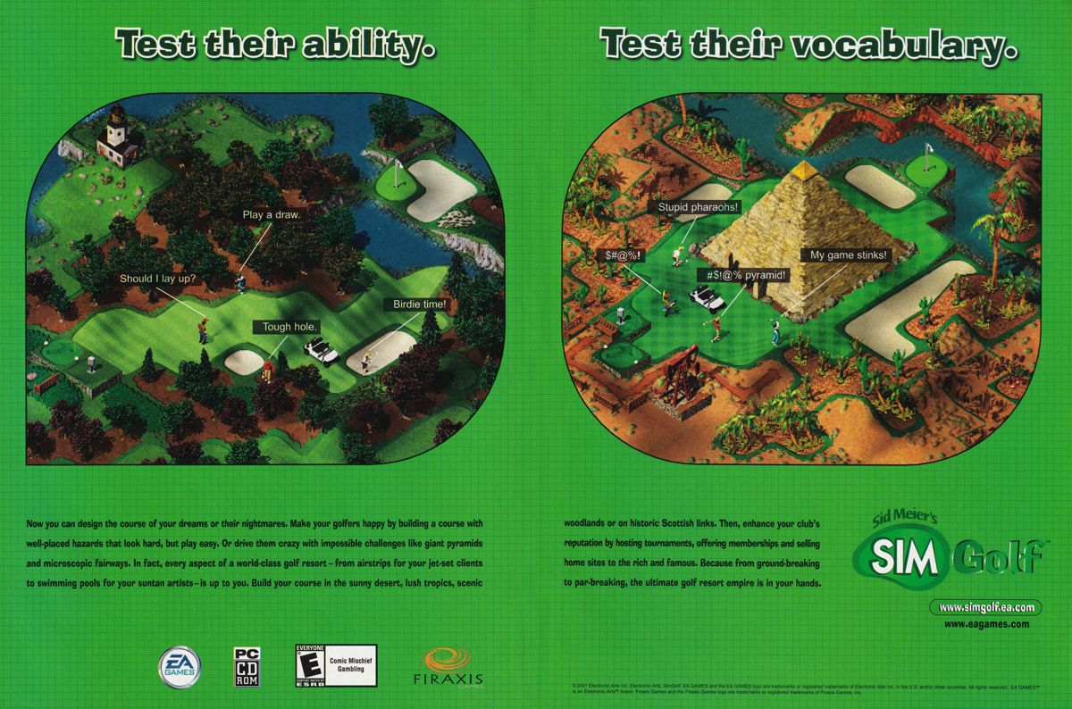 Sid Meier's SimGolf Magazine Advertisement (Magazine Advertisements): PC Gamer (USA), Issue 12/2001