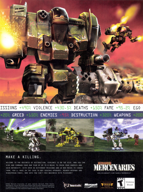 MechWarrior 4: Mercenaries Magazine Advertisement (Magazine Advertisements): PC Gamer (USA), Issue 12/2002
