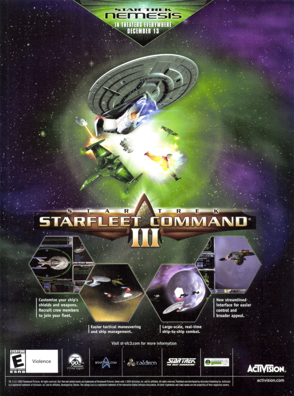 Star Trek: Starfleet Command III Magazine Advertisement (Magazine Advertisements): PC Gamer (USA), Issue 12/2002