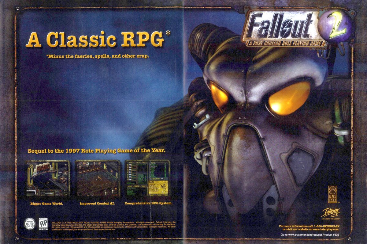 Fallout 2 Magazine Advertisement (Magazine Advertisements): PC Gamer (USA), Issue 10/1998