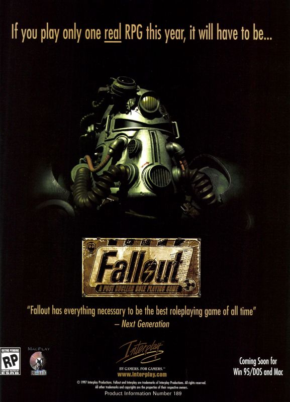 Fallout Magazine Advertisement (Magazine Advertisements): PC Gamer (USA), Issue 6/1997