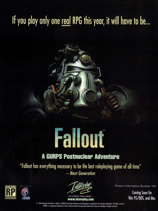 Fallout Magazine Advertisement (Magazine Advertisements): PC Gamer (USA), Issue 1/1997