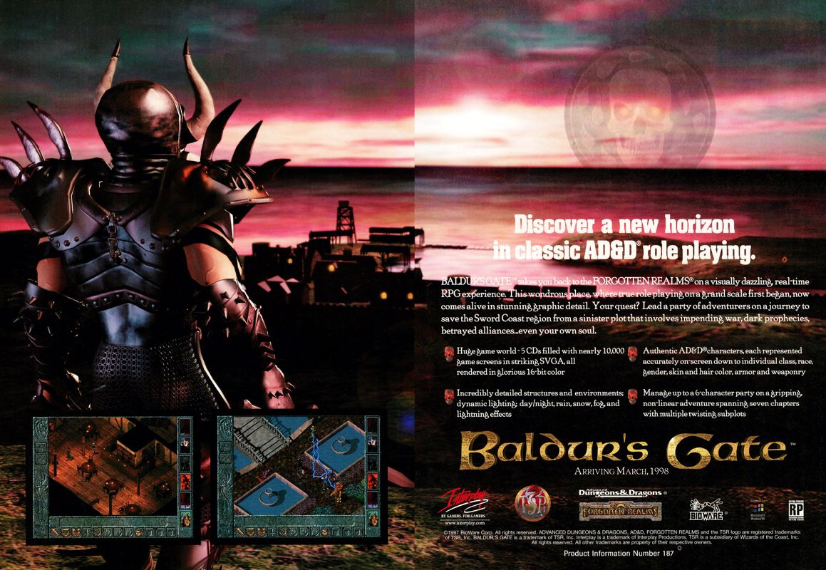 Baldur's Gate Magazine Advertisement (Magazine Advertisements): PC Gamer (USA), Issue 12/1997