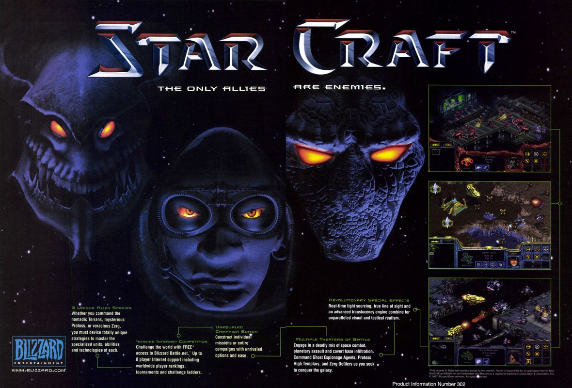 StarCraft Magazine Advertisement (Magazine Advertisements): PC Gamer (USA), Issue 3/1998