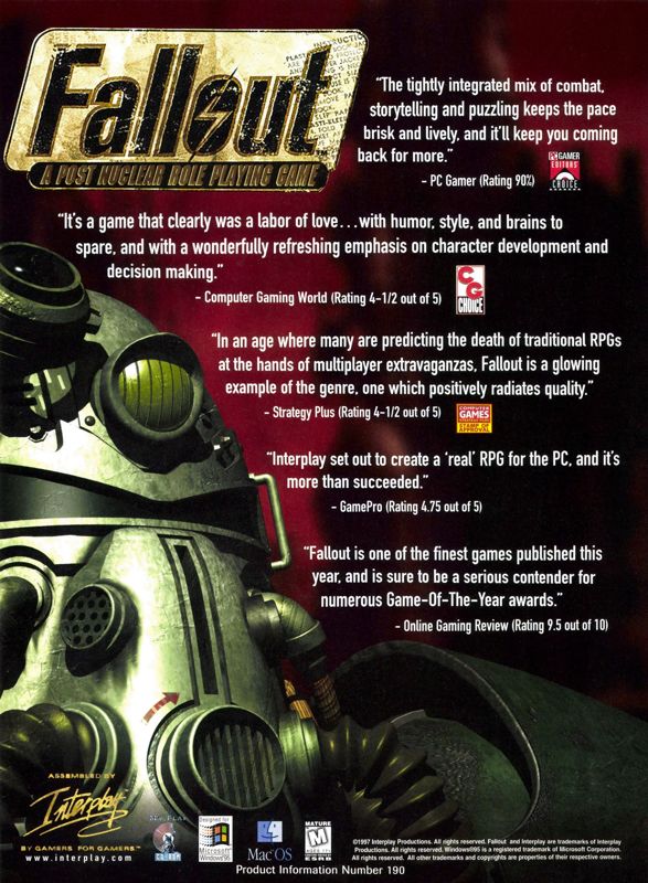Fallout Magazine Advertisement (Magazine Advertisements): PC Gamer (USA), Issue 3/1998