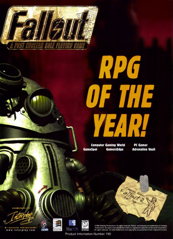 Fallout Magazine Advertisement (Magazine Advertisements): PC Gamer (USA), Issue 5/1998