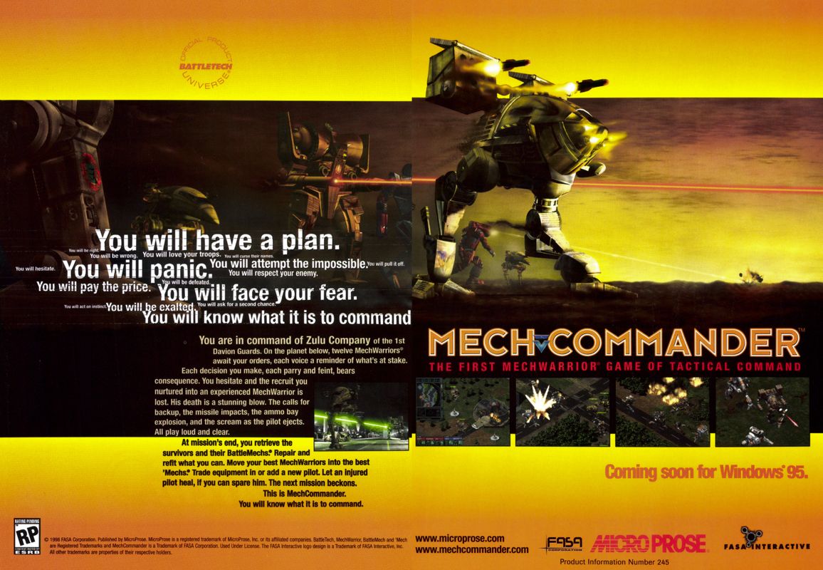Mech Commander Magazine Advertisement (Magazine Advertisements): PC Gamer (USA), Issue 5/1998