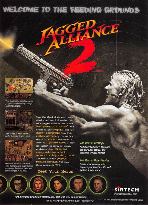 Jagged Alliance 2 Magazine Advertisement (Magazine Advertisements): PC Gamer (USA), Issue 9/1998
