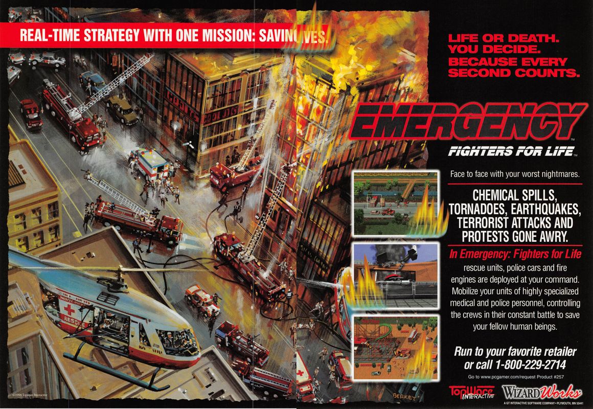 Emergency: Fighters for Life Magazine Advertisement (Magazine Advertisements): PC Gamer (USA), Issue 9/1998