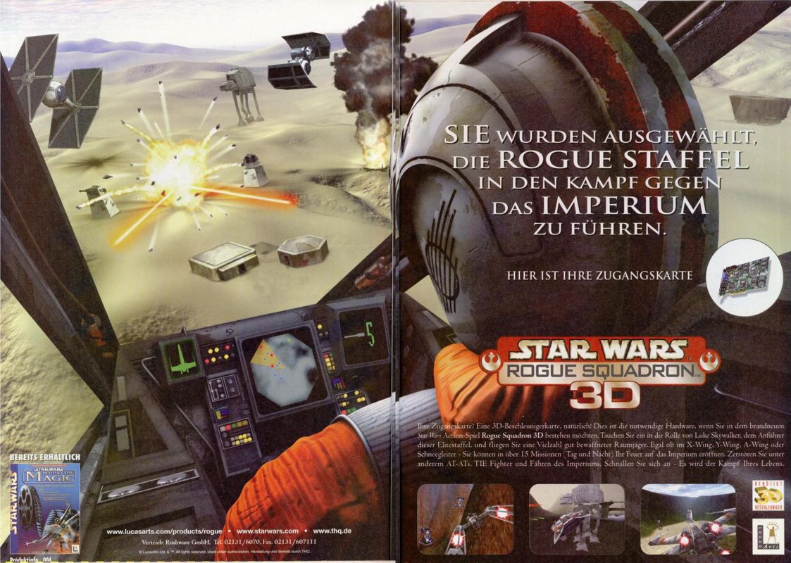 Star Wars: Rogue Squadron 3D Magazine Advertisement (Magazine Advertisements): PC Joker (Germany), Issue 09/1999 Pages 50/51