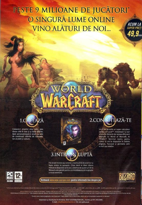 World of WarCraft Magazine Advertisement (Magazine Advertisements): PC Games (Romania), Issue 91 (July 2008)