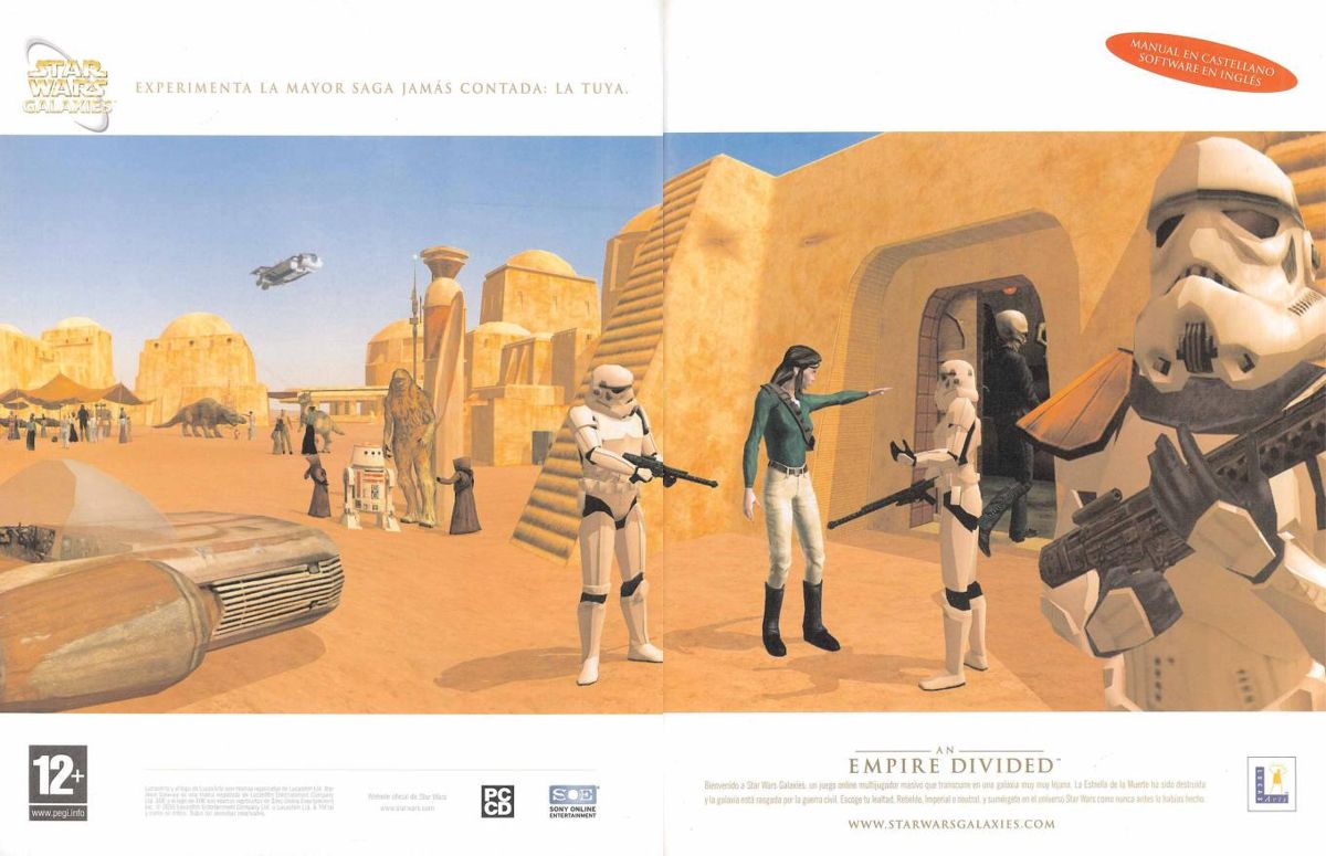 Star Wars: Galaxies - An Empire Divided Magazine Advertisement (Magazine Advertisements): Micromania (Spain), Issue 106 (February 2004) Pages 34/35