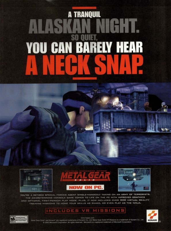 Metal Gear Solid Magazine Advertisement (Magazine Advertisements): PC Gamer (USA), Issue 12/2000