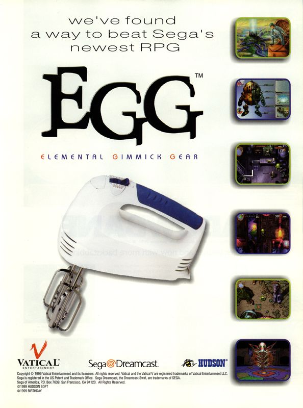 EGG: Elemental Gimmick Gear Magazine Advertisement (Magazine Advertisements): NextGen (United States), Issue #62 (February 2000)