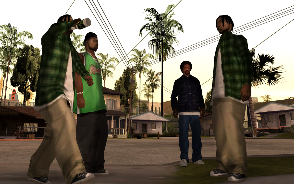 Grand Theft Auto: San Andreas Screenshot (Rockstar Games 2005 EPK): CJ and Homies PC Screen