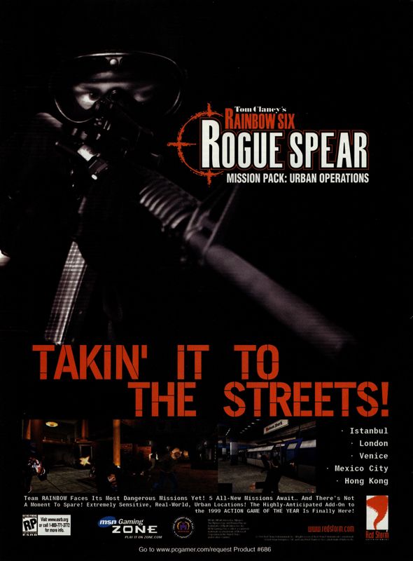 Tom Clancy's Rainbow Six: Rogue Spear Mission Pack - Urban Operations Magazine Advertisement (Magazine Advertisements): PC Gamer (USA), Issue 05/2000