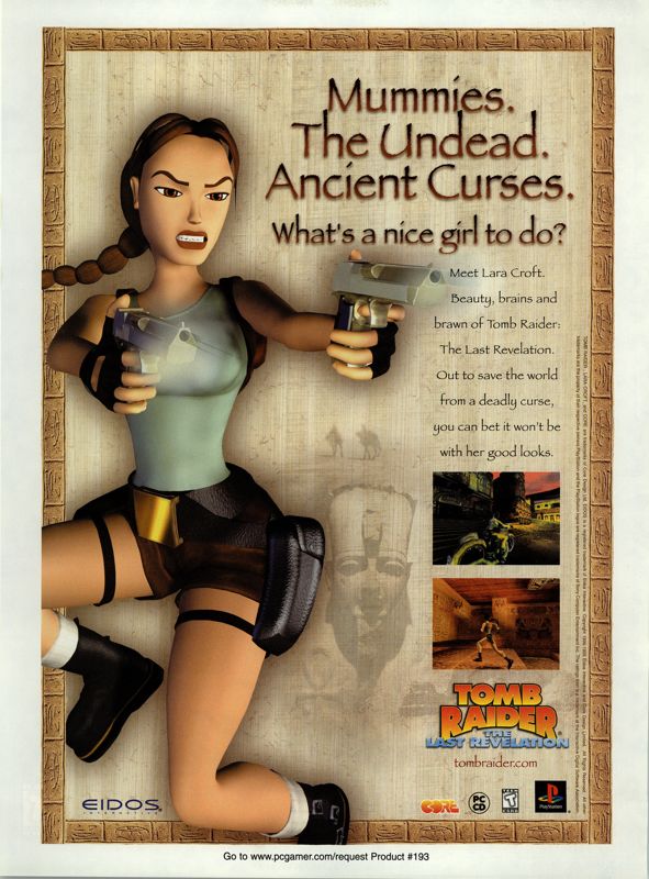 Tomb Raider: The Last Revelation Magazine Advertisement (Magazine Advertisements): PC Gamer (USA), Issue 02/2000