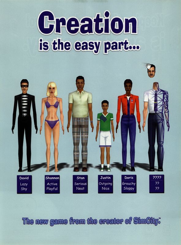 The Sims Magazine Advertisement (Magazine Advertisements): PC Gamer (USA), Issue 02/2000 1 of 2