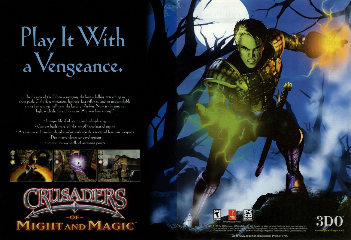 Crusaders of Might and Magic Magazine Advertisement (Magazine Advertisements): PC Gamer (United States), Issue 02/2000 2 of 2