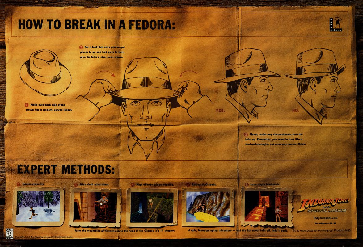 Indiana Jones and the Infernal Machine Magazine Advertisement (Magazine Advertisements): PC Gamer (USA), Issue 02/2000
